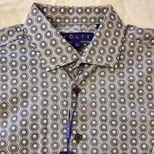 NWT $98 Kolte Long Sleeve Geometric Print Casual Button Front Shirt Mens 15.5